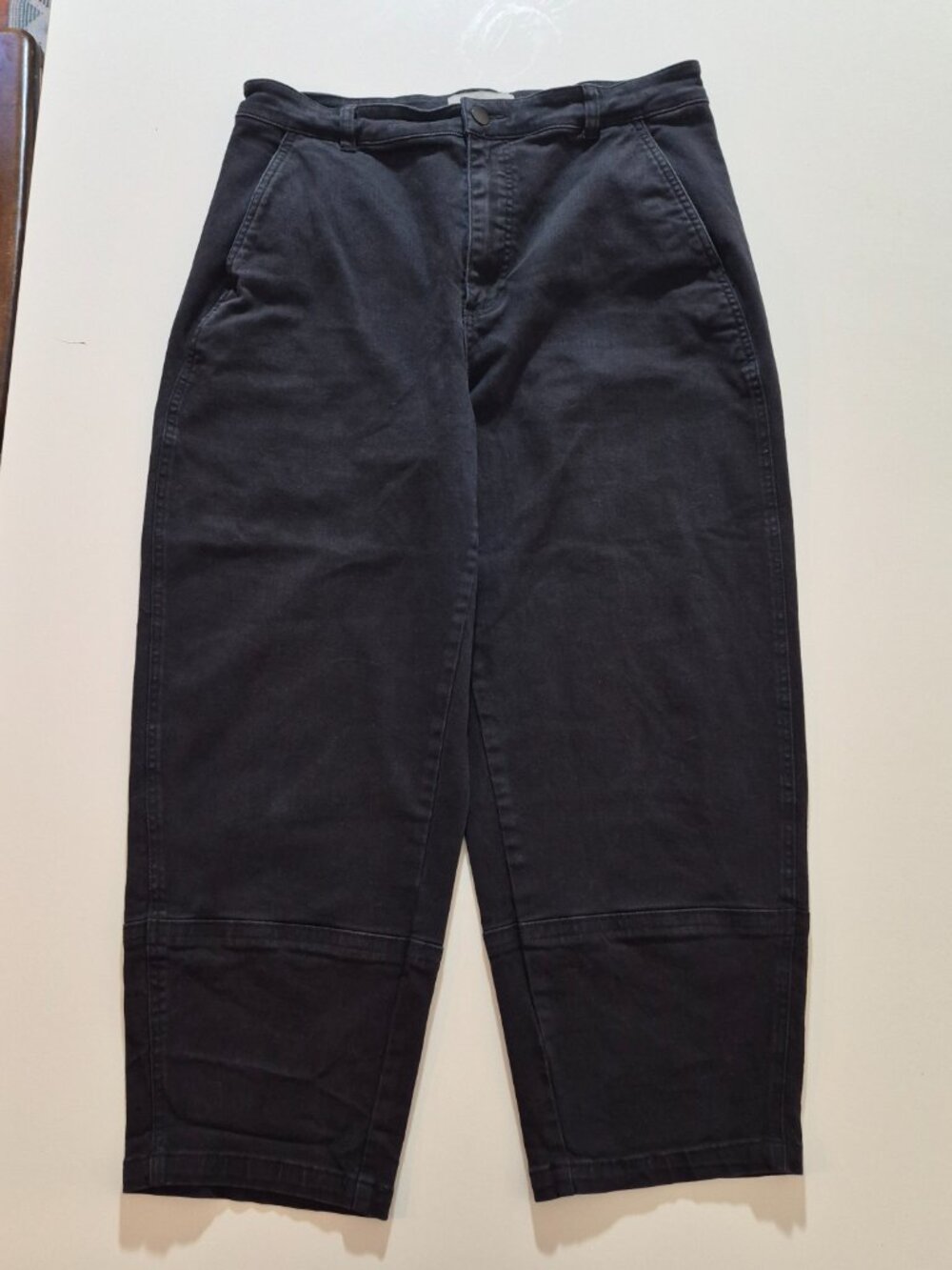 Everlane Utility Barrel Pants Womens 14 Black Organic Cotton High Rise Cropped
